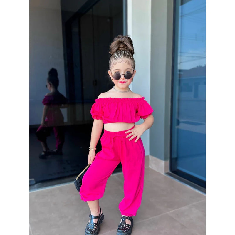 🌟 Conjunto Cropped & Calça Menina Blogueirinha - Tia Dani Kids 🌟