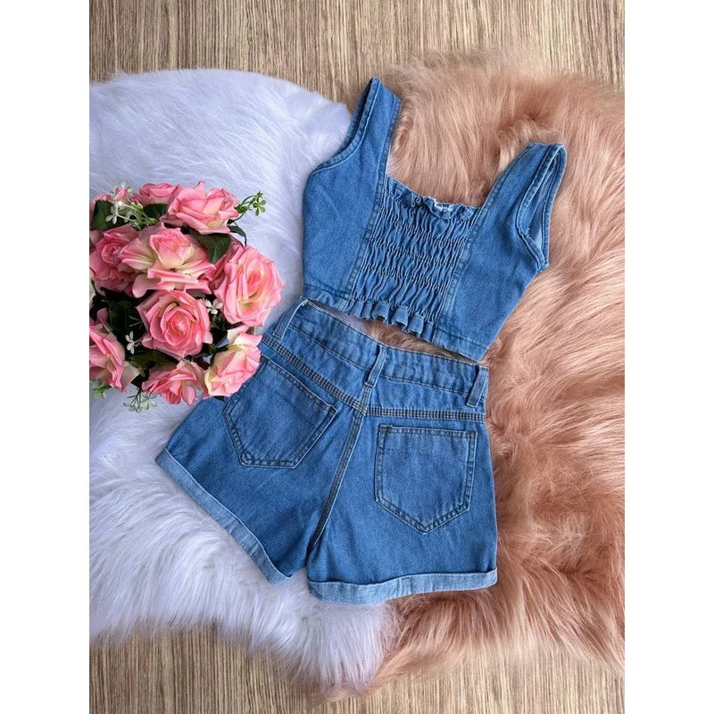 👗✨ Conjunto Jeans Juvenil Menina - Tamanhos 8 ao 16 ✨👗